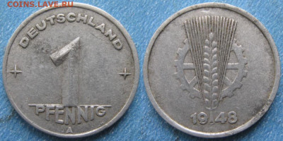 ГДР 1 пфенниг 1948 А до 22-06-23 в 22:00 - ГДР 1 пфенниг 1948 А    180-к53-10176