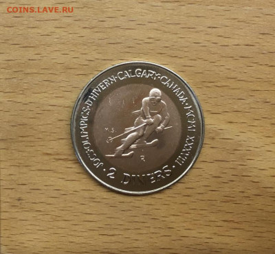Биметалл Андорра 2 динера 1985 Олимпийские Игры в Калгари - bimetall_andorra_2_dinera_1985_olimpijskie_igry_v_kalgari_gornye_lyzhi_olimpiada_sport