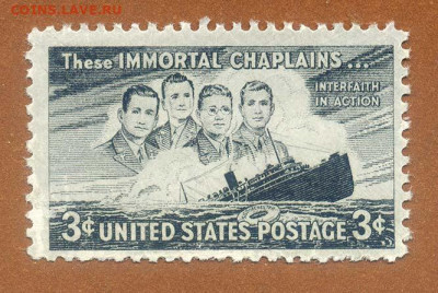 США памяти капелланов 3 цента 1948 г. - почта-марка_США-1948_капеланы-3с_чист-кр-бф