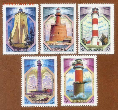 Маяки Балтийского моря 1983 г. серия 5 шт. - почта-марки_Маяки-Балтики_1983_пс5шт_ч