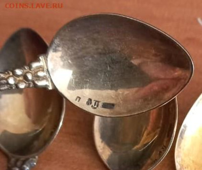 серебряные чайные ложки с позолотой - сп3