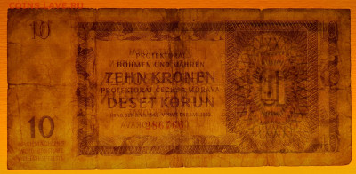 Богемия и Моравия, 1942 г. – 10 крон до 21:00, 25.06.23 - 1942-10 крон-3