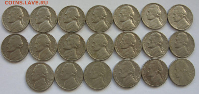 5 центов США. 20 штук. 1960-2000. Года без повторов. - 5 центов США 20 штук - 1