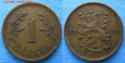 Финляндия 1 марка 1941 до 02-07-23 в 22:00 - Финляндия 1 марка 1941 S    215-к110-12154
