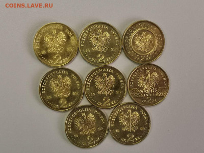 2 злотых Польша 1999 (полный к-кт 8шт). Оригинал, до 02.07 - 1999 8шт-2