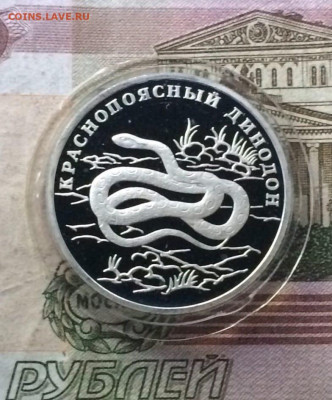 1 рубль 2007 года Краснополосный динодон Пруф 02.07 - 22