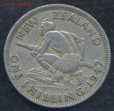 Новая Зеландия шиллинг 1947 г.7.07.2023 г. 22 -00 МСК. - шиллинг 1947