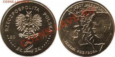 2-х злотовые монеты Польши - 2_zl_2011R_Polska_Jeremi_Przybora_Jerzy_Wasowski_foto_o