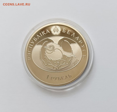 Беларусь 1 рубль 2011 Большой кроншнеп PROOF в капсуле - кулен2