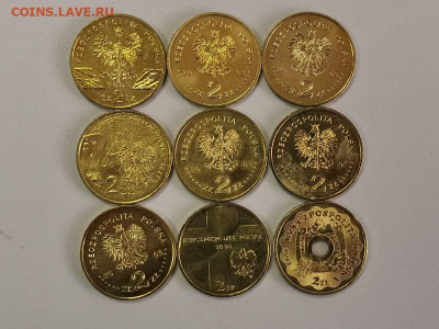 2 злотых Польша 2003 (полный к-кт 9шт). Оригинал, до 16.07 - 2003 9шт-2