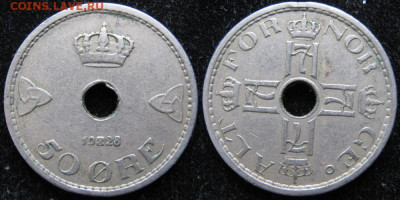 Норвегия 50 эре 1928 до 16-07-23 в 22:00 - 13.86. -Норвегия 50 эре 1928   277y