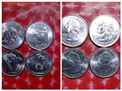 США: Квотеры-штаты Аляска D, Гавайи D,Квотеры-парки 42D,51Р - США 4 Квотера АР 2