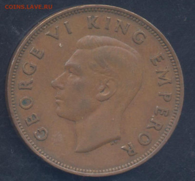 Новая Зеландия 1 пенни 1942 г.19.07.2023 г. 22 -00 МСК. - Пенни 1942  1
