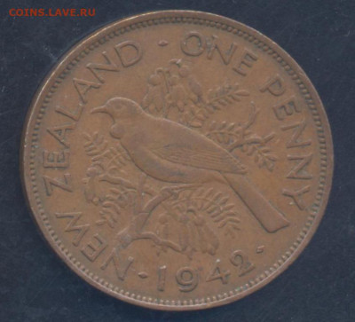 Новая Зеландия 1 пенни 1942 г.19.07.2023 г. 22 -00 МСК. - Пенни 1942