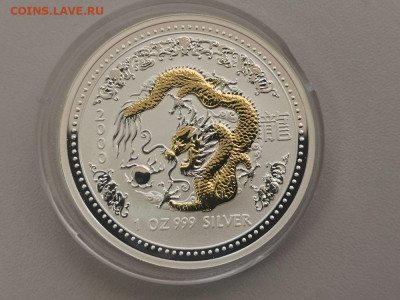 1дол 2000 Австралия -Дракон позол. Лунар1, Ag999, до 25.07 - Я Лунар дракон позол-1