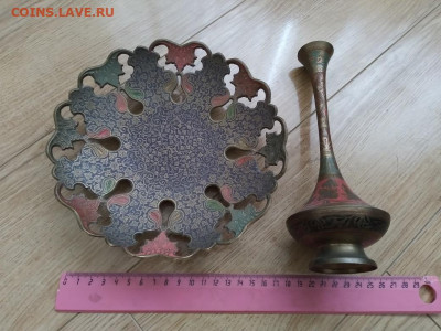 Кувшинчик и блюдо индийские бронзовые, набор - пара - 1 (2)