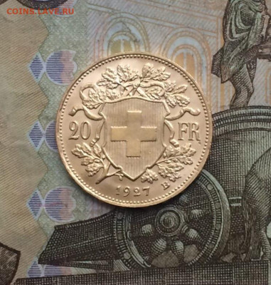 20 франков 1927 год Швейцария Золото до 27.07 - 70