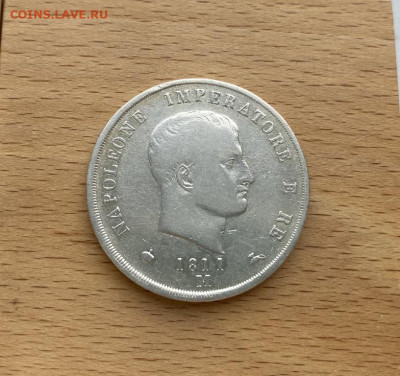 Королевство Италия 5 лир 1811 Император Наполеон Серебро - korolevstvo_italija_5_lir_1811_imperator_napoleon_serebro_krona_shajba_xf_redkost (1)