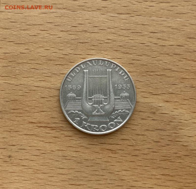 Эстония 1 крона 1933 10-й песенный фестиваль Арфа Серебро - estonija_1_krona_1933_10_j_pesennyj_festival_arfa_serebro_xf_redkaja (2)
