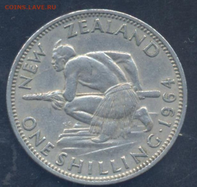 Новая Зеландия шиллинг 1964 г. 1.08.2023 г. 22 -00 МСК. - шиллинг 1964
