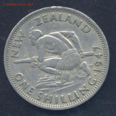 Новая Зеландия шиллинг 1947 г.1.08.2023 г. 22 -00 МСК. - шиллинг 1947