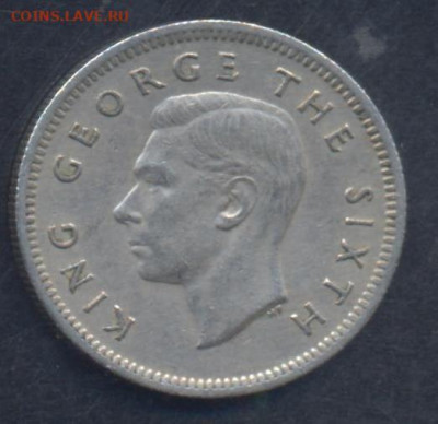 Новая Зеландия 6 пенсов 1951 г. 1.08.2023 г. 22 -00 МСК. - 6 пенсов 1951 1