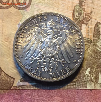 3 марки 1913 г. Вильгельм II.Пруссия Мундир с ветвью до04.08 - 149