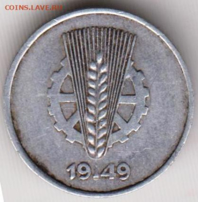 ГДР 1 пфенниг 1949 г. "Е" до 09.08.23 г. в 23.00 - 017