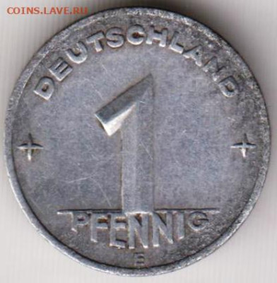 ГДР 1 пфенниг 1949 г. "Е" до 09.08.23 г. в 23.00 - 037