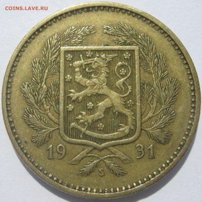 Финляндия 5 марок 1931 S герб Финляндии лев на сабле 11.8 - IMG_6357.JPG