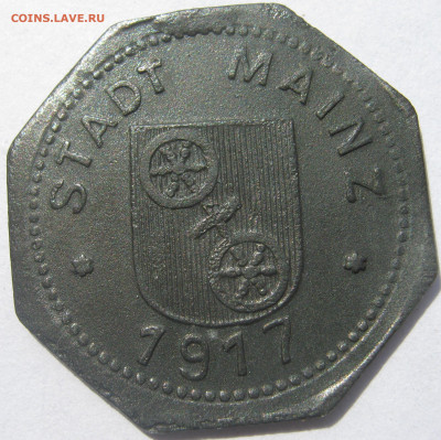 Германия Майнц нотгельд 5 пфеннигов 1917 колёса до 18.08. - IMG_5565.JPG