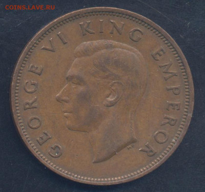 Новая Зеландия  пенни 1942 г.23.08.2023 г. 22 -00 МСК. - пенни 1942