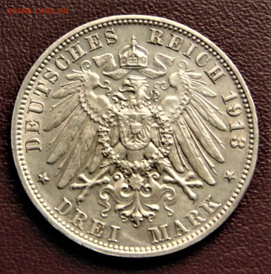 Саксония 3 марки 1913, юбилейка. До 04.09. Есть блиц. - SA-3-13-.JPG