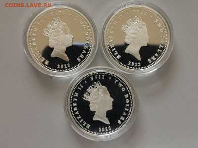 2дол 2012 Фиджи - Коронация Александра III, (3шт), Ag999 - ЯЯ Александр3-4