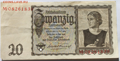 Германия 3 рейх 20 рейхсмарок 1939 девушка и эдельвейс 8.9. - IMG_0827_1.JPG