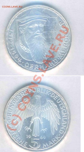 Оцените Германия, серебро 5 марок,1960-1970-е года юбилейки. - 24