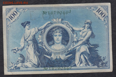 Германия 1908 100 марок ( герб зеленый) до 15 09 - 27а