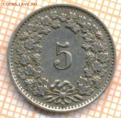 Швейцария 5 раппенов 1943 г., до 16.09.2023 г. в 22.00 по Мо - Швейцария 5 раппенов 1943 4 40