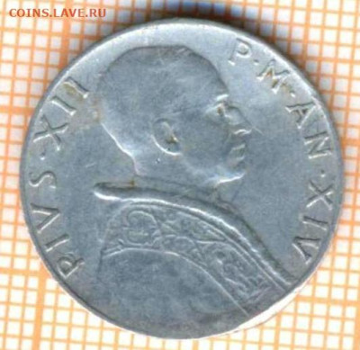 Ватикан 5 лир 1952 г., до 16.09.2023 г. в 22.00 по Москве - Ватикан 5 лир 1952 12 80