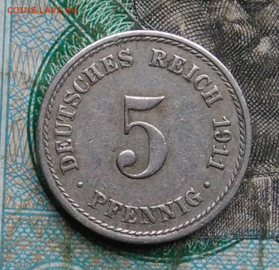 Германия 5 пфеннигов 1911 года до 14.09.2023 - IMG_20230911_182753