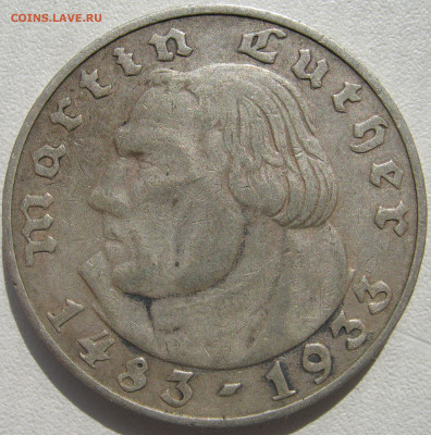 Германия 3 рейх 2 рейхсмарки 1933 A Мартин Лютер до 27.9 - IMG_5959.JPG