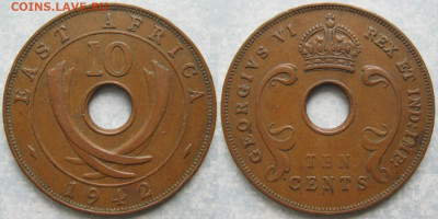 Брит Вост Африка 10 центов 1942 до 08-10-23 в 22:00 - Брит Вост Африка 10 центов 1942    B1
