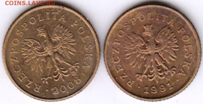 Польша 1 грош  1991 и 2008  г. до 10.10.23 г. в 23.00 - 018
