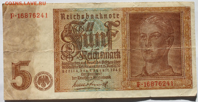 Германия 3 рейх 5 рейхсмарок 1942 Брауншвейгский лев 13.10 - IMG_0834.JPG