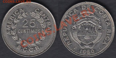 Коста-Рика 25 сентимо 1980 до 30.12.2011 21-30 - Коста-Рика 25 сентимо 1980