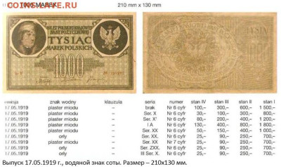 Польша 1000 марок май 1919 г. до 14.10 - 3в