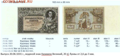 Польша 20 злотых июнь 1931 г. до 14.10 - 4в.