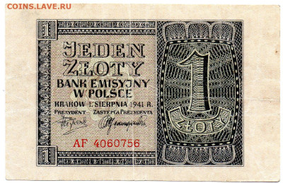 Польша Краковская эмиссия 1 злотый 1941 г. до 14.10 - 4