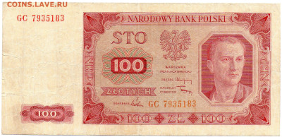Польша 100 злотых 1948 г. до 14.10 - 2