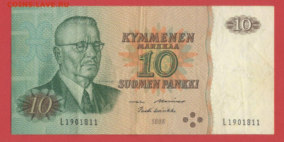 Финляндия, 10 марок, выпуск 1980 г. до 22.00, 19.10.2023 - Финляндия, 10 марок, 1980 г. (L 1901811) - 1